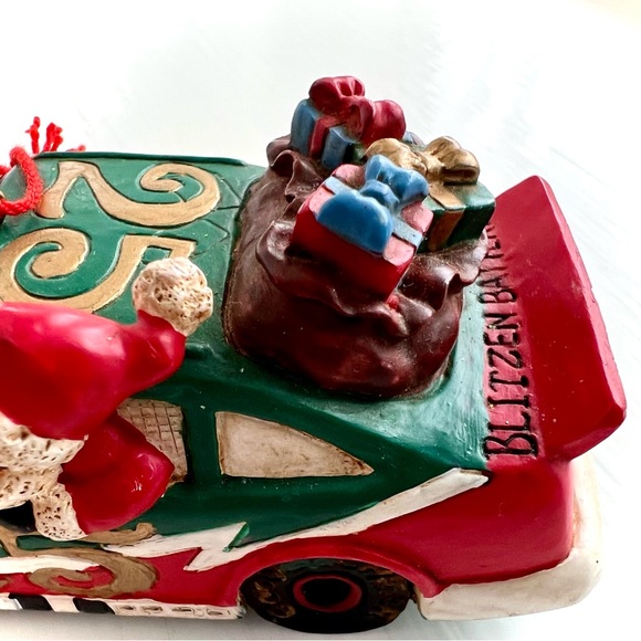 NEW Santa Claus Race Car Driver Christmas Toys Holiday Ornament New with Tags - Picture 10 of 14